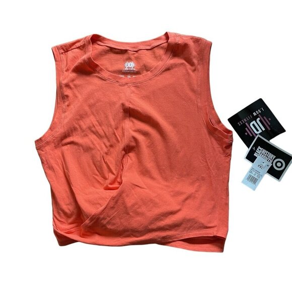 J.Dow Fitness Women XXL Red Orange Athletic Cropped Wrap Tank Top NWT - Picture 2 of 8